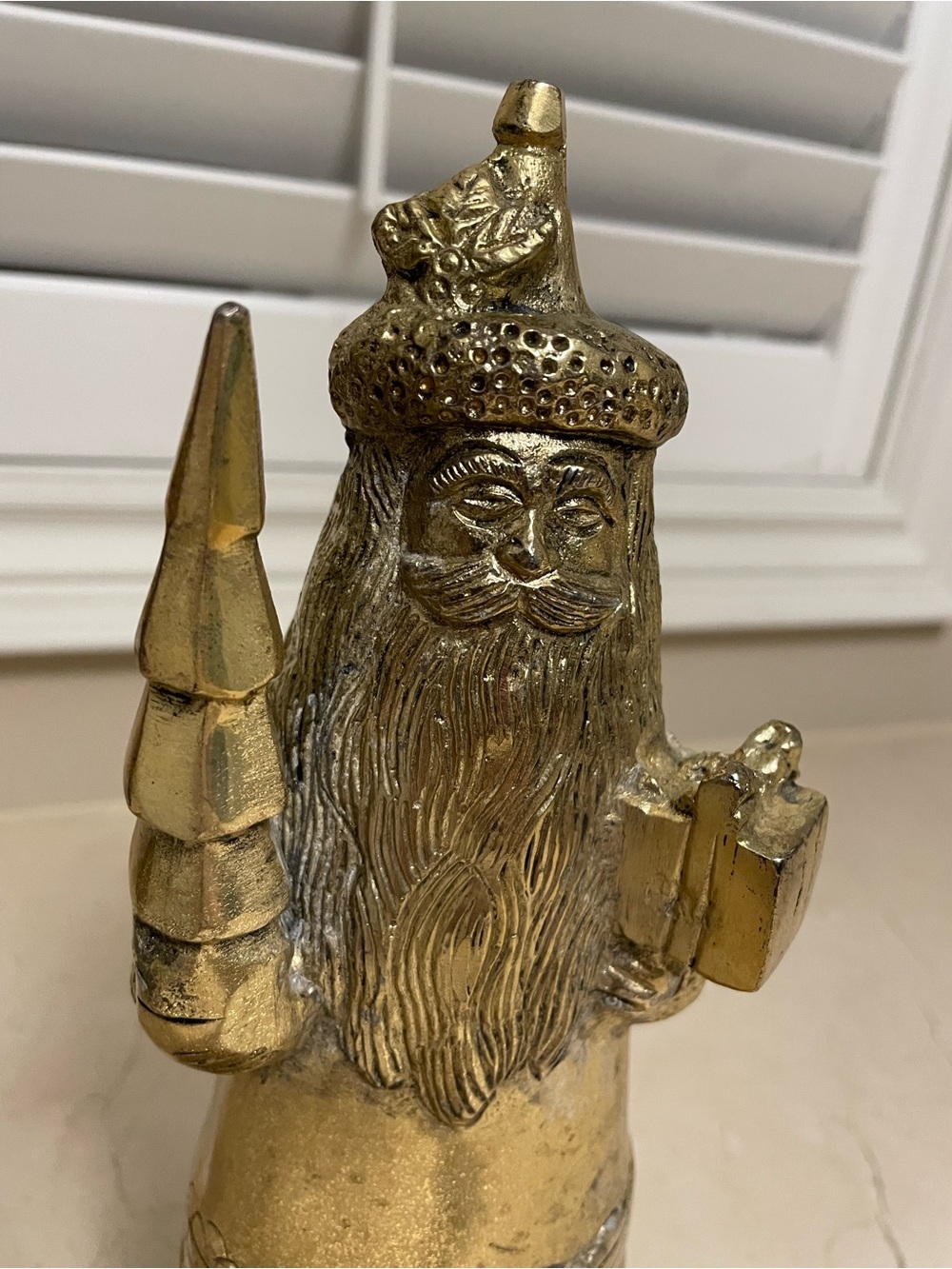Gold Santa Figurine Holiday Decor - Classic Brass-Finish Santa - Picture 4 of 9